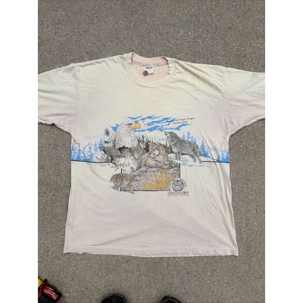 VTG San Segal Sequoia & Kings Canyon National Park Eagle Wolf AOP Brown XL Shirt